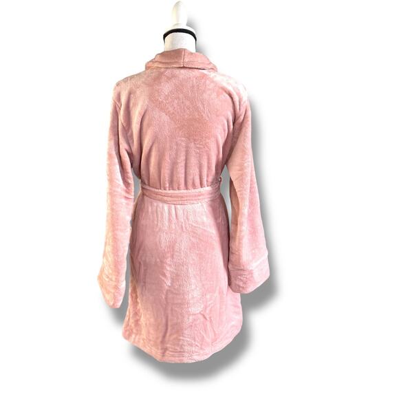 NWT Soma Plush Short Robe Size S/M Vintage Pink Belted Bathrobe Soft Cozy - Picture 5 of 12